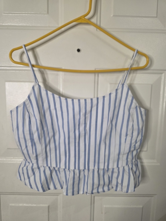 American Eagle Outfitters Tops - American Eagle Blue &‎ White Striped Sleeveless Top Size Large